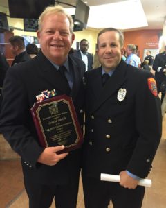 Proud to work with this guy. Jerry Smith was given the Tim Mills Award Tonight and I can't think of anyone more deserving. Tim Mills Sr was a fireman who worked for BCFR full of pride and strong work ethic. He is pictured here with Tim Mills Jr. Another outstanding firefighter. Congratulations Jerry! — with Jerry Smith and Tim Mills